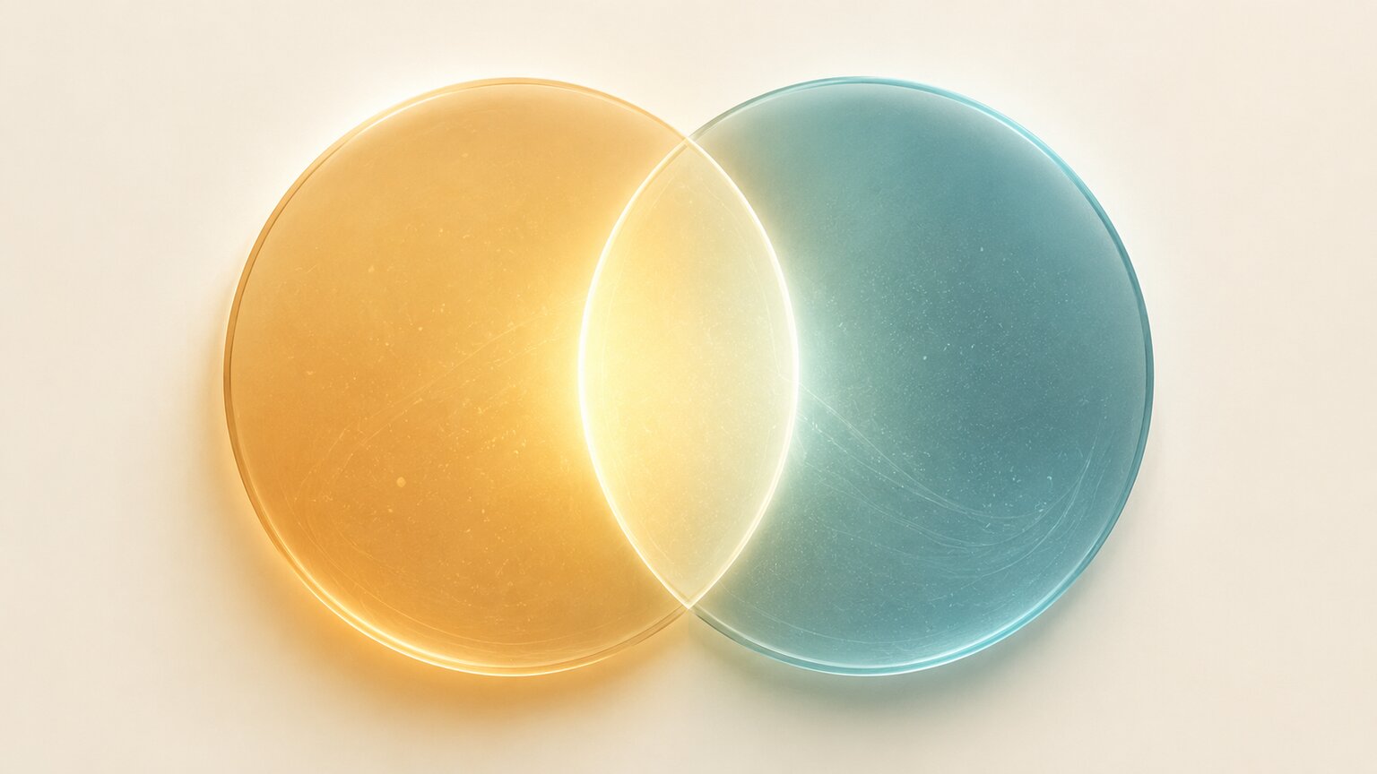 Editorial illustration of two overlapping translucent circles representing the complementary detection coverage of two combined tumor markers