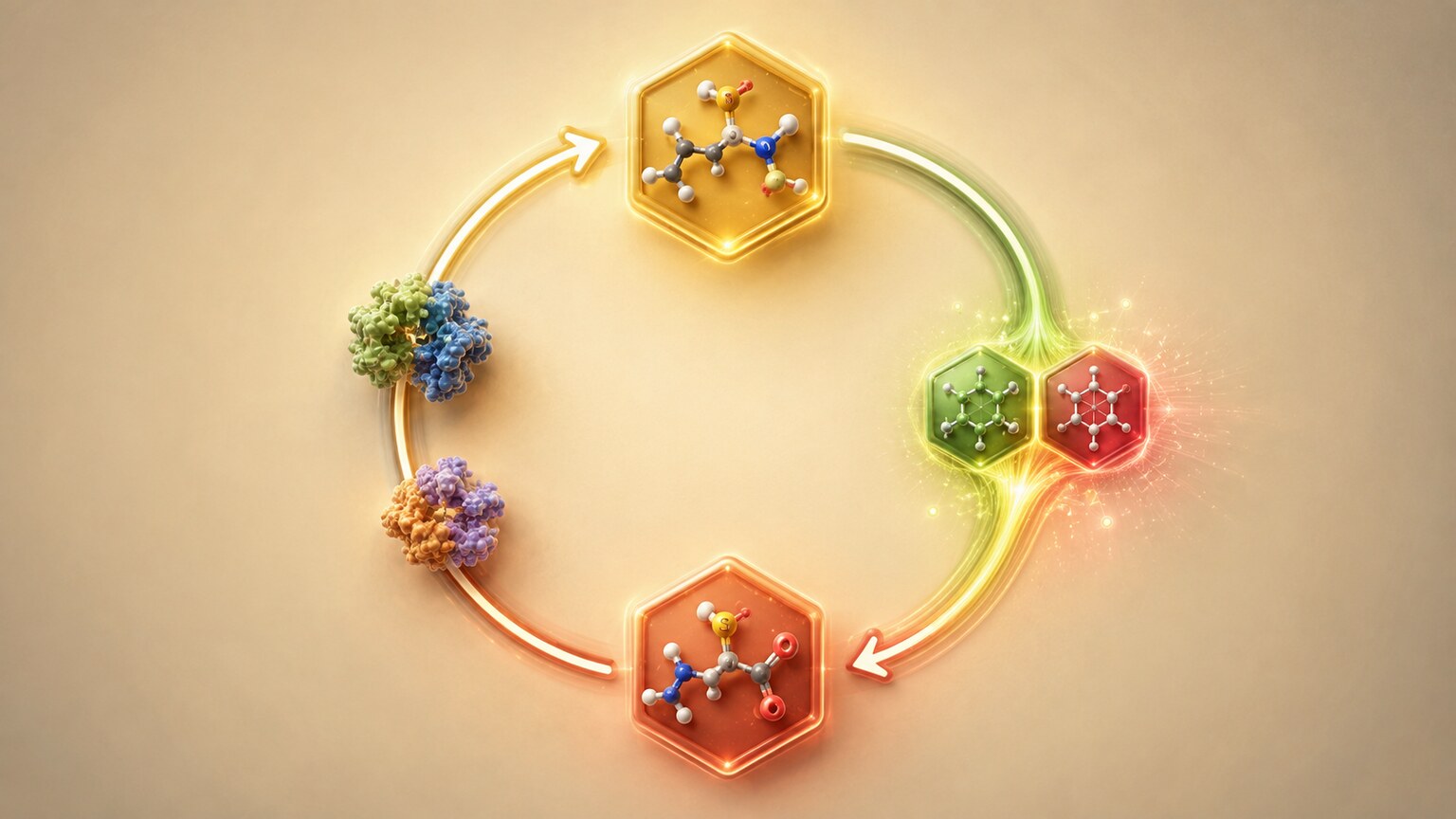 Illustration of the methionine cycle showing homocysteine being converted back into methionine by enzyme reactions