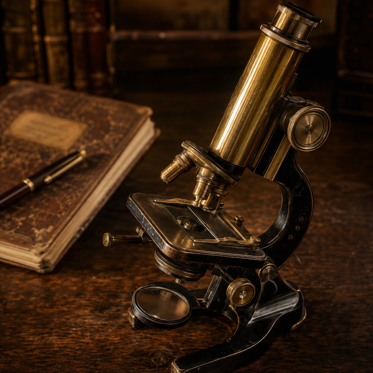 Close-up of an antique brass microscope representing the early twentieth-century origins of the toxic granulation naming convention