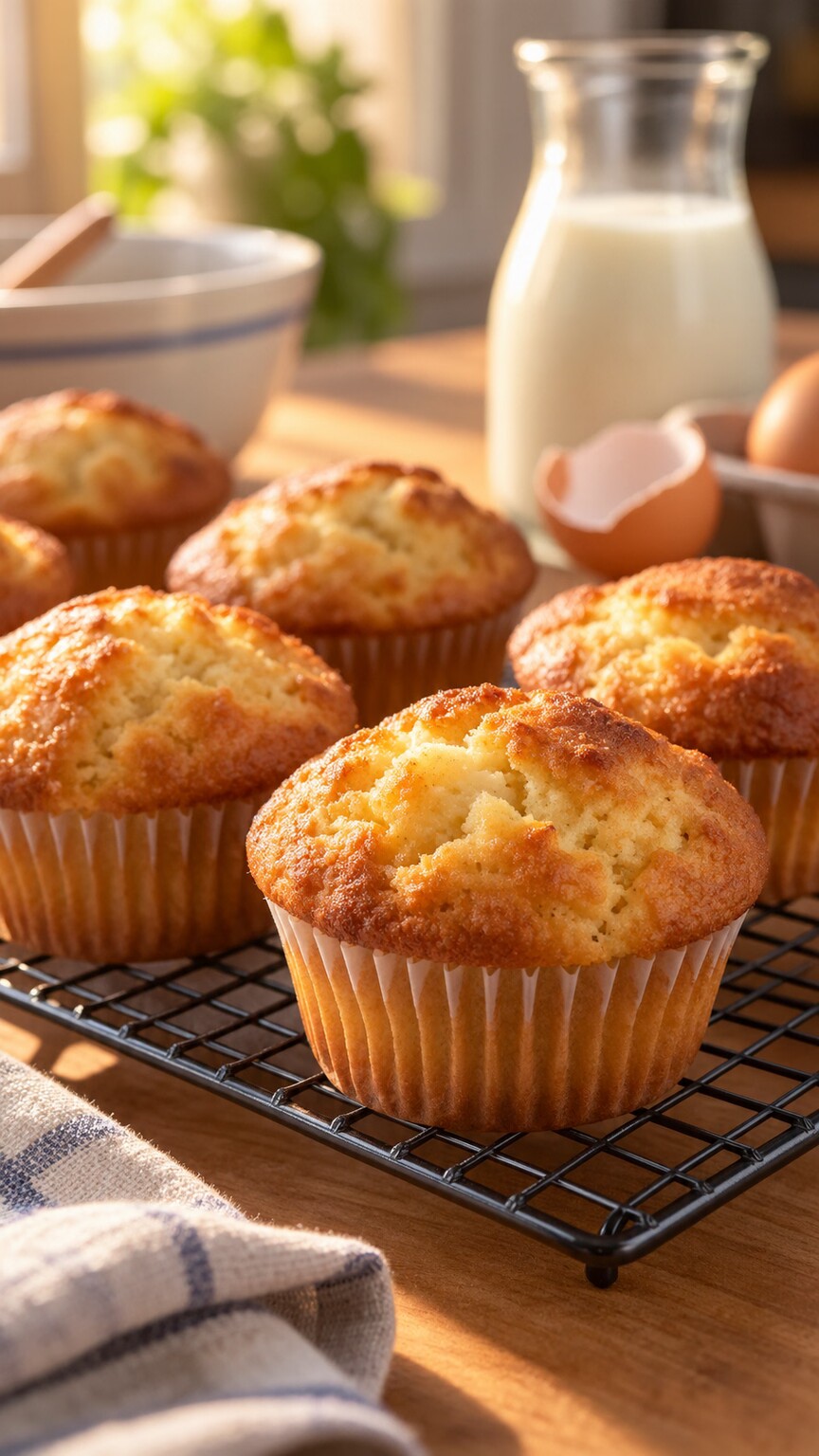 Close-up of baked goods containing milk and egg, foods often used to help children build tolerance to these two allergies