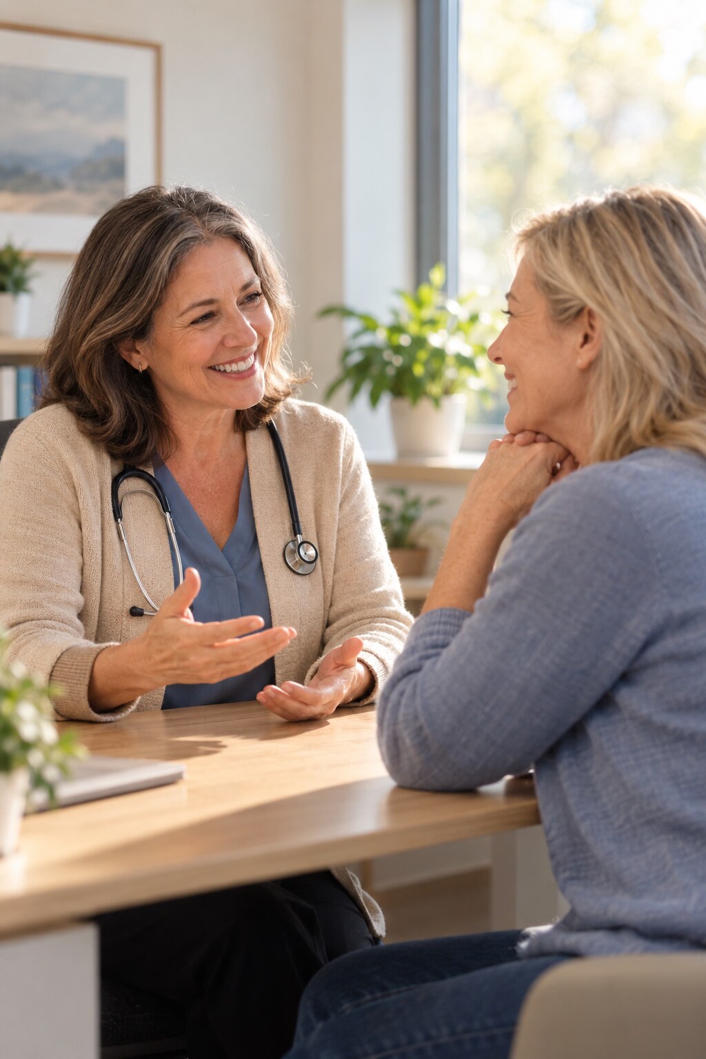 Doctor and patient reviewing a repeat ESR result together that has returned to a normal range after several weeks