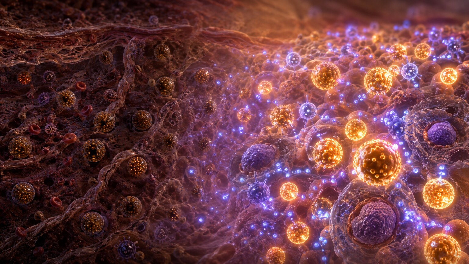 Scientific illustration of inflammatory signaling molecules artificially elevating ferritin levels despite genuinely depleted iron stores