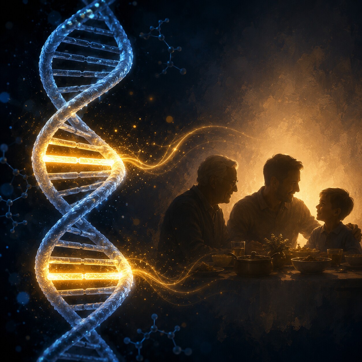 Scientific illustration of a DNA strand highlighting the SLC2A9 and ABCG2 genes linked to uric acid regulation