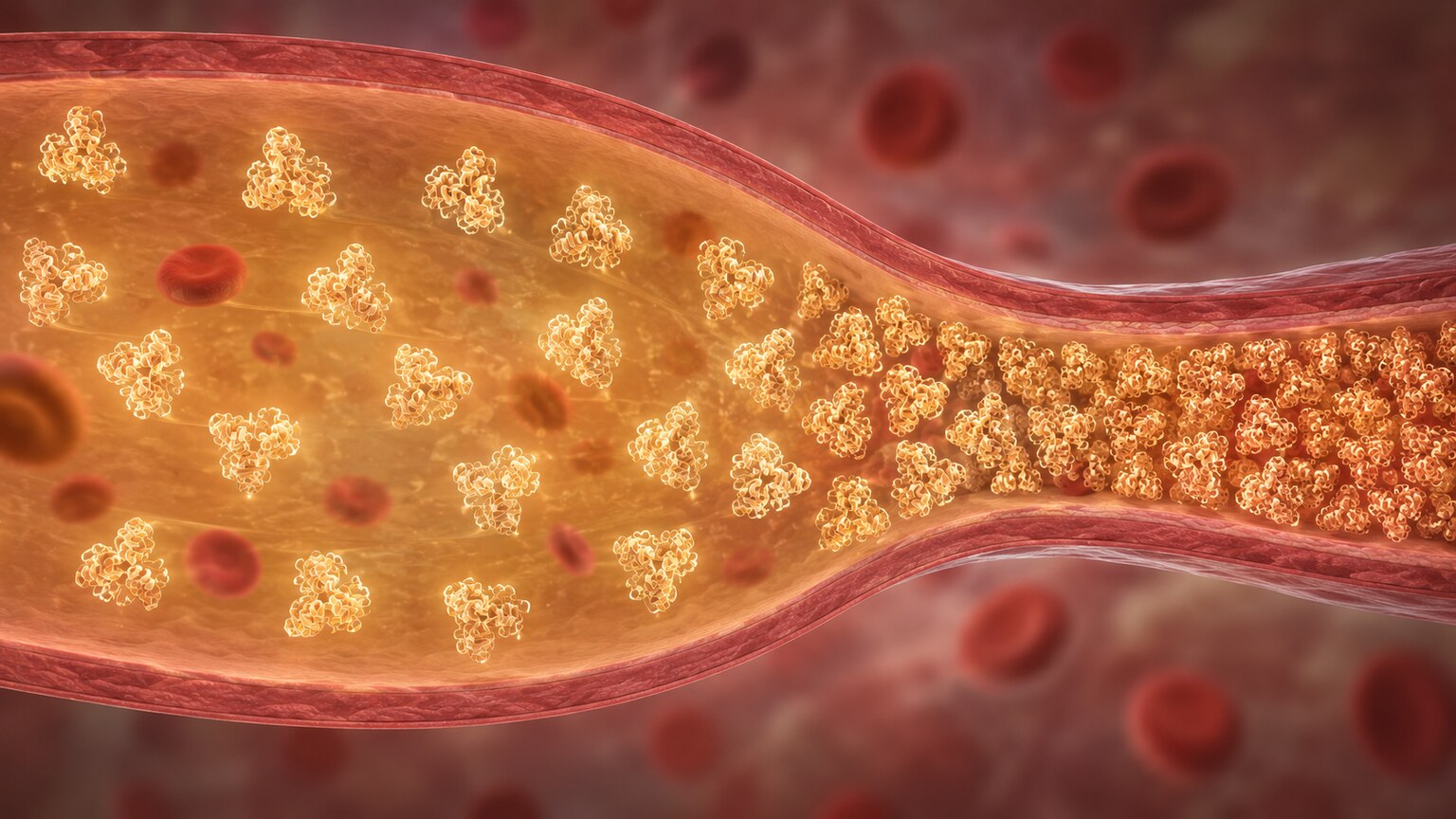 Scientific illustration showing the same number of albumin molecules concentrated into a smaller volume of blood plasma