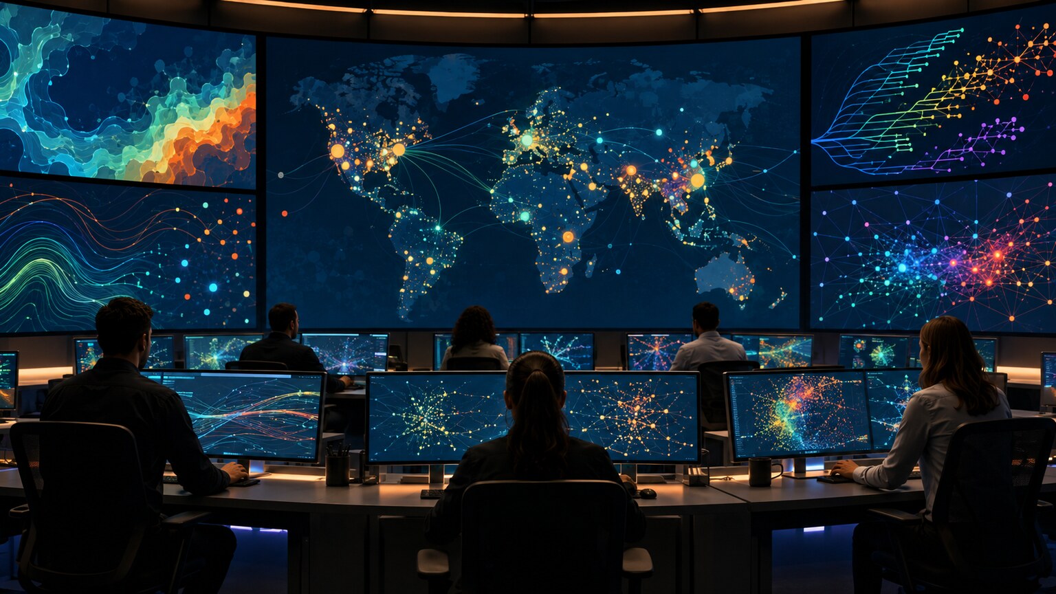 A public health researcher reviewing genomic surveillance data showing the relative prevalence of different viral lineages across a monitored region