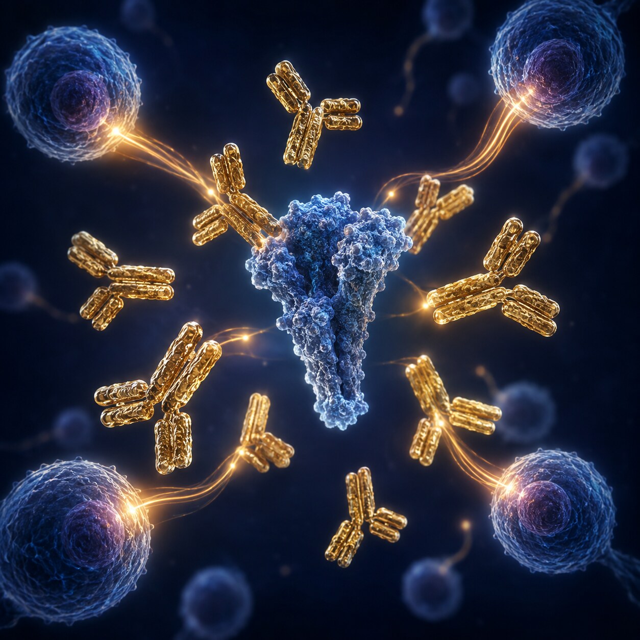 Scientific illustration of antibodies forming specifically against a vaccine-introduced spike protein fragment, without a full virus present