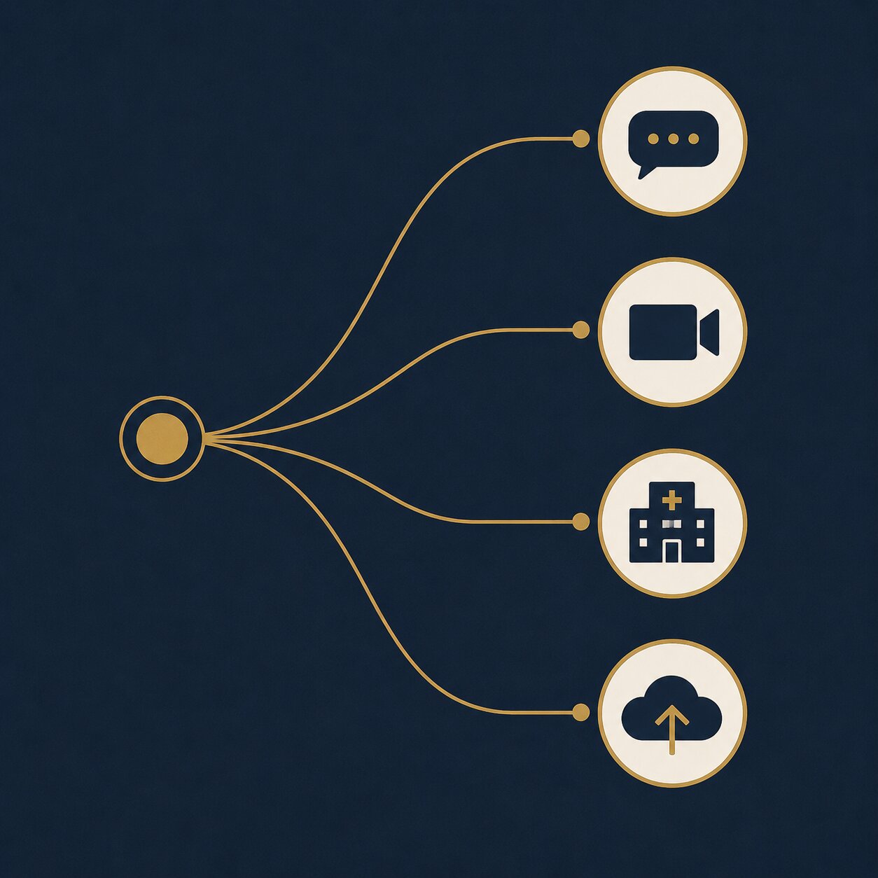 Editorial illustration of a single starting point branching into four separate paths, representing different second opinion options