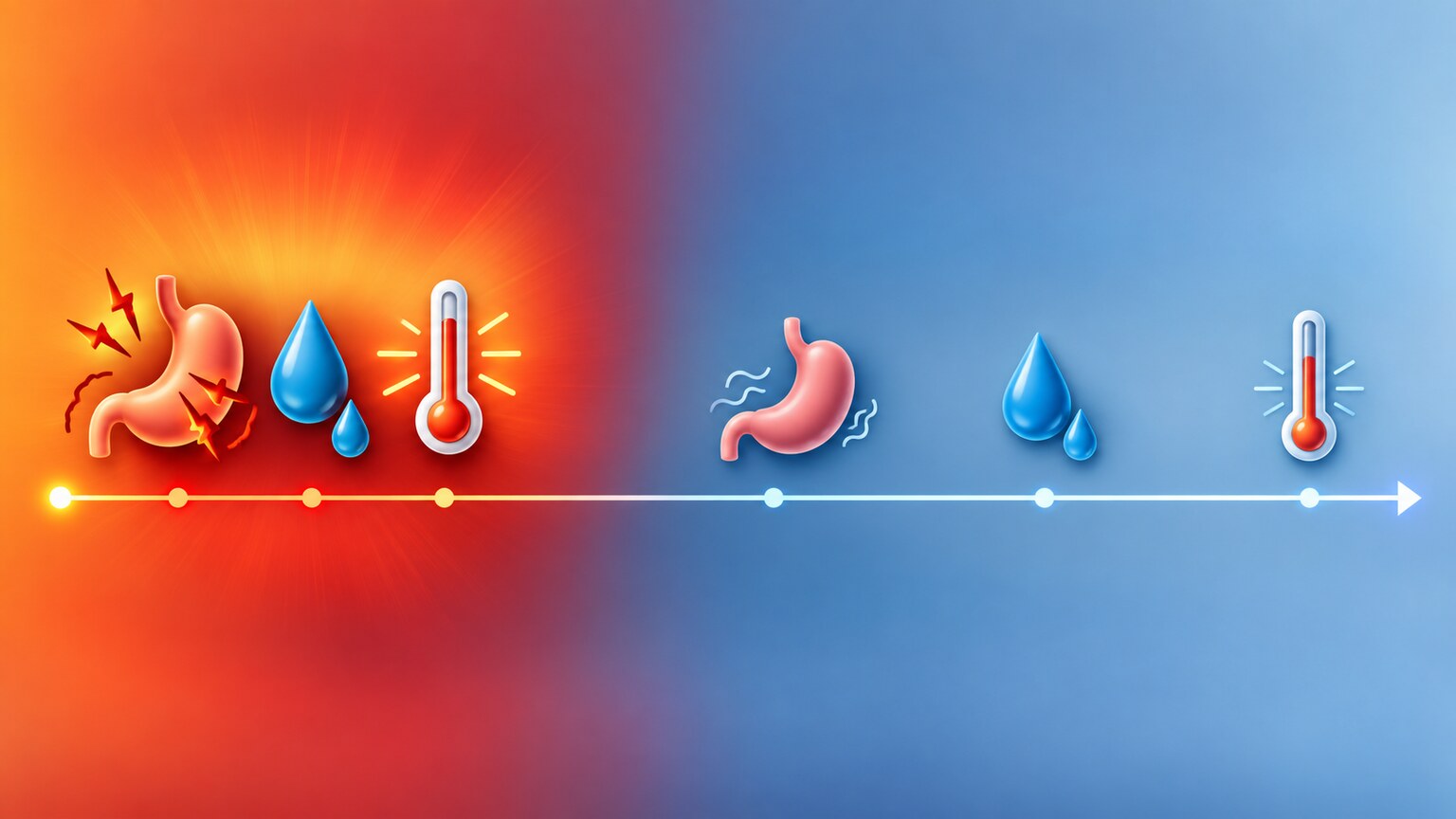 Illustration comparing the typical symptom timeline of an acute protozoal infection against a slower, chronic worm infection