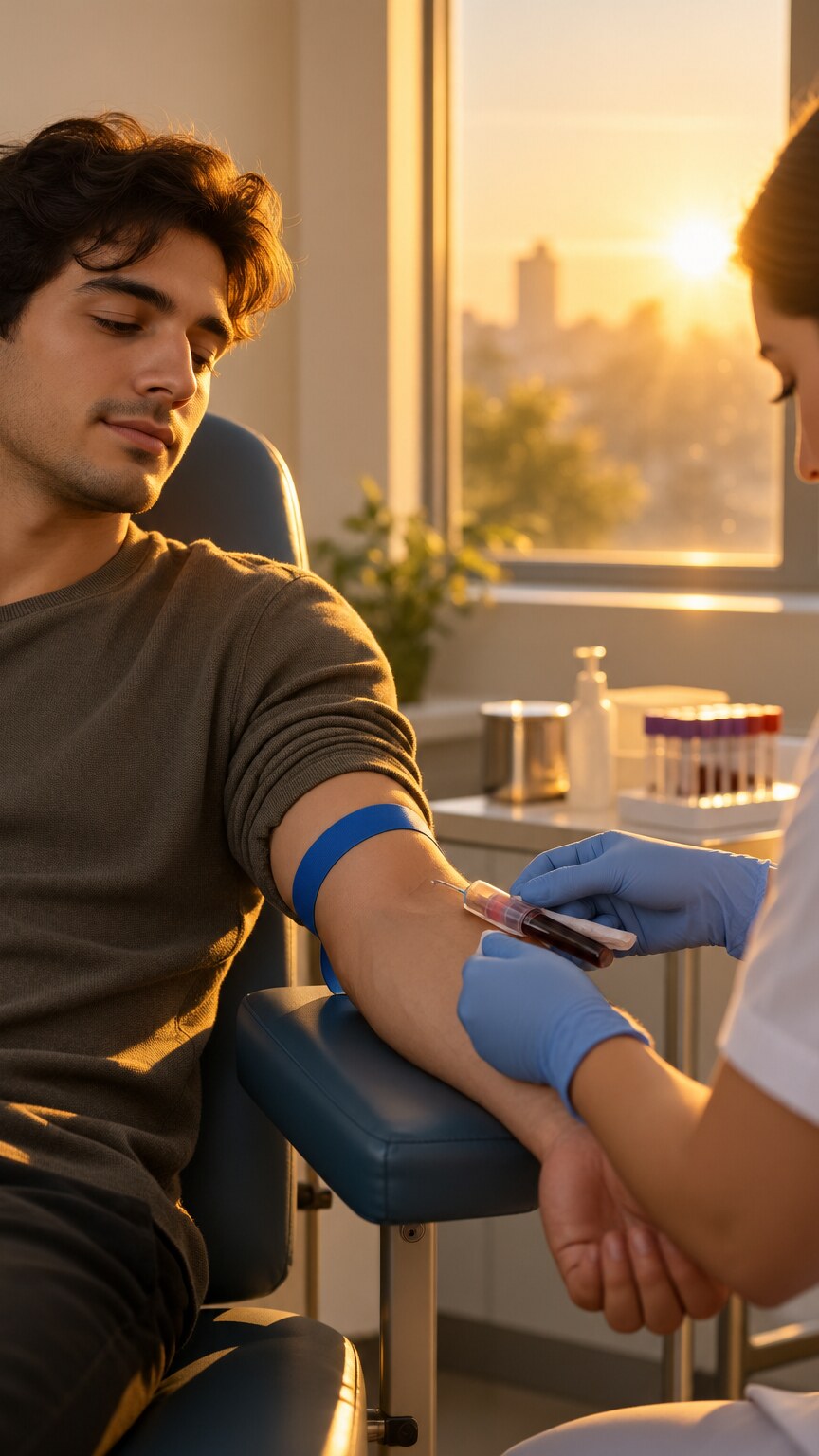 Patient having blood drawn early in the morning for a fasting iron panel