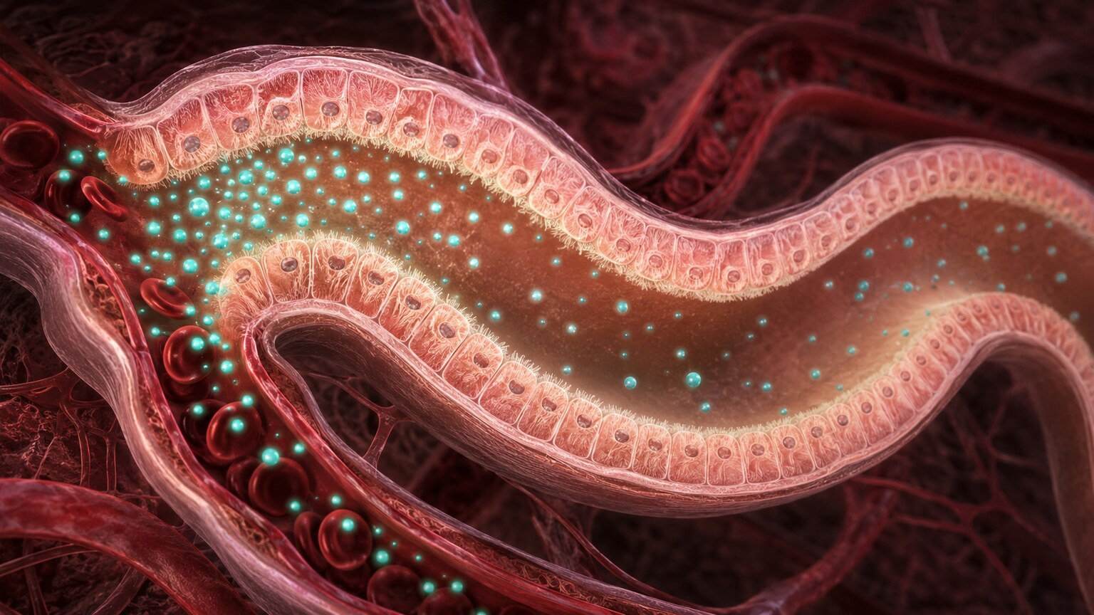 Scientific illustration of a kidney nephron reabsorbing magnesium ions back into the bloodstream through its tubule structure