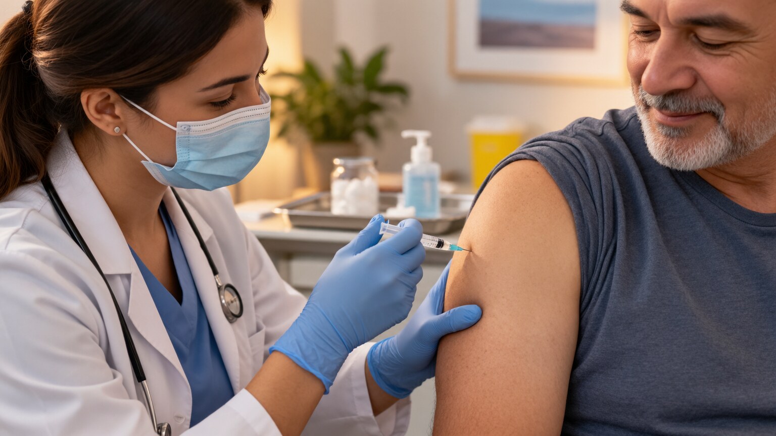 B12 injection being administered into the upper arm as treatment for confirmed deficiency